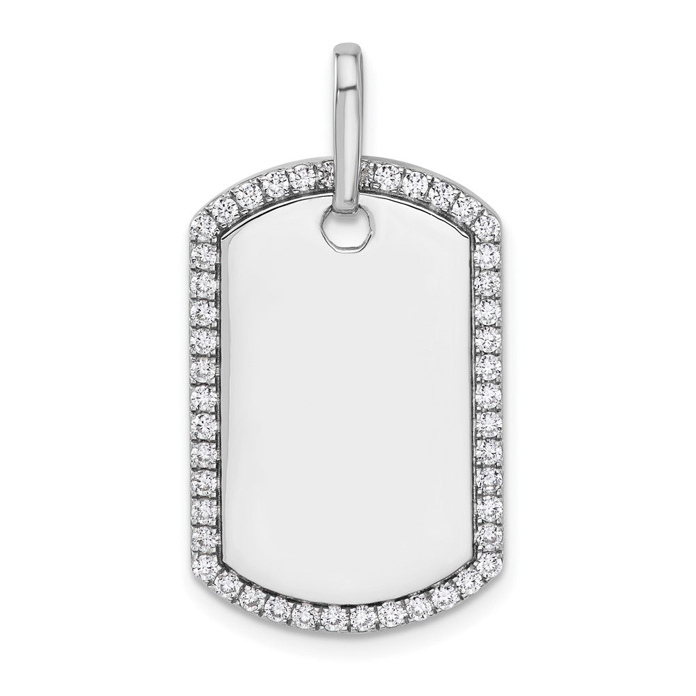 14K Weißgold Personalisierter Diamant-Hundemarken-Charm