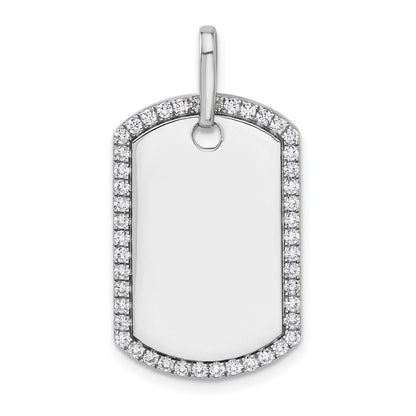 14K Weißgold Personalisierter Diamant-Hundemarken-Charm
