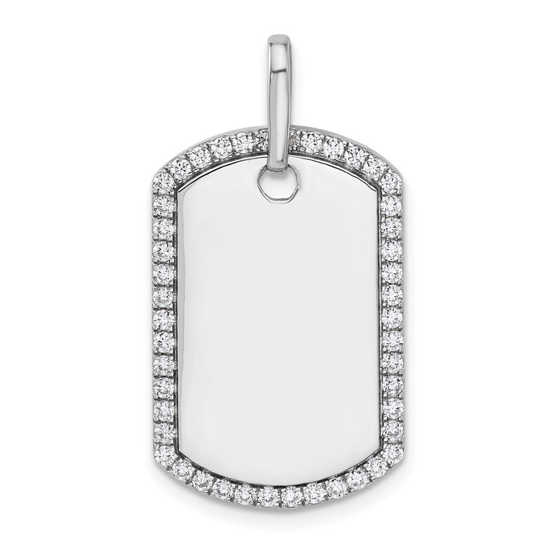 14K Weißgold Personalisierter Diamant-Hundemarken-Charm