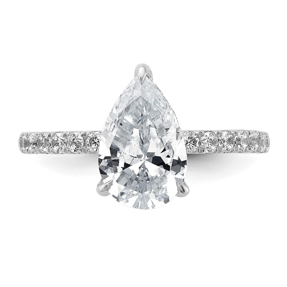 14K Weißgold 2,625 ct. zertifizierter im Labor gezüchteter Diamant VS/SI+ G+ Birne Komplett-Solitär mit Schwung Verlobungsring