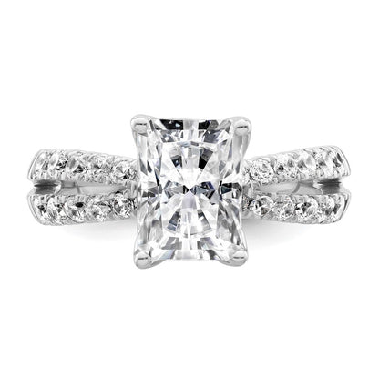 True Origin 14K Weißgold 2 5/8K Labor gezüchteter Diamant VS+ F+ Komplett Radiant-Verlobungsring
