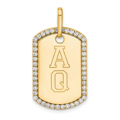 14K Gelbgold Personalisiert Diamant Erkennungsmarke Charm