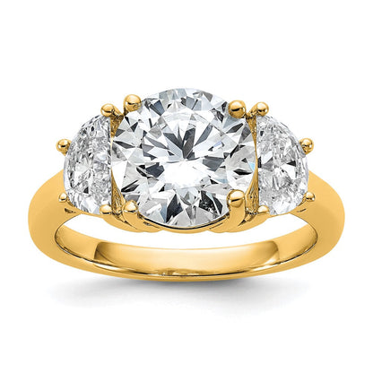 14K Gelbgold 1 Karat Im Labor Gezüchtet Diamant Vs+ F+ 3 Karat Mittig Rund Halbfassung Dreistein Verlobungsring