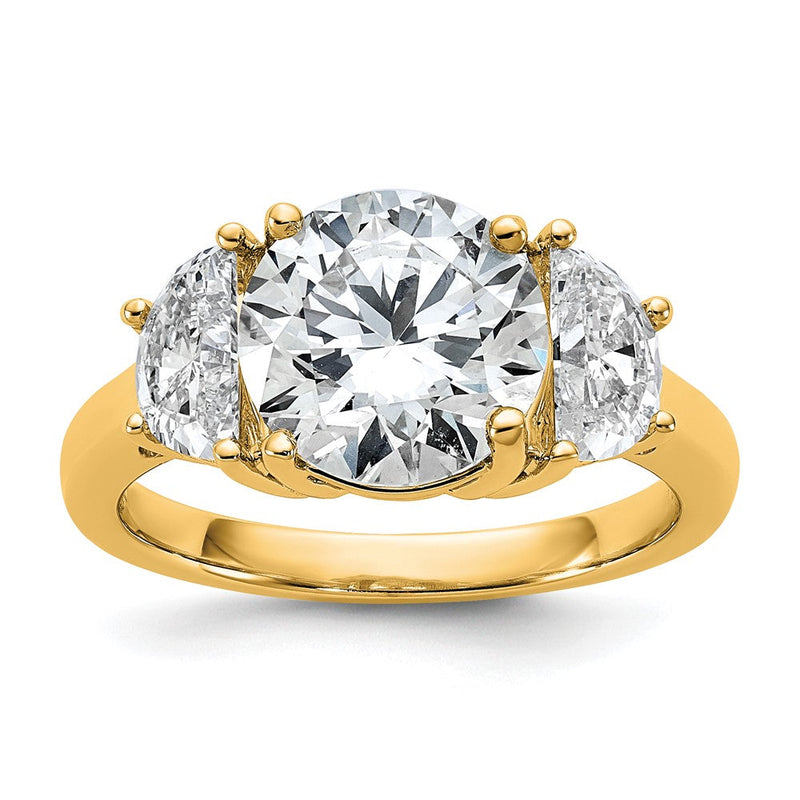 14K Gelbgold 1 Karat Im Labor Gezüchtet Diamant Vs+ F+ 3 Karat Mittig Rund Halbfassung Dreistein Verlobungsring