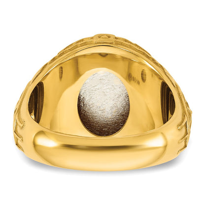 14K Bicolor Gold Gravierbar Rund Siegel Ring