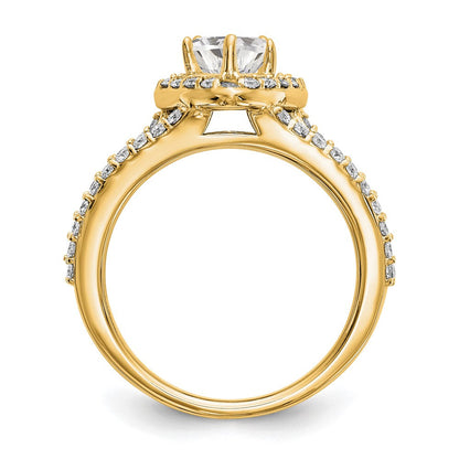 14K Gelbgold Diamant Herz Halbfassung Heiligenschein Verlobungsring
