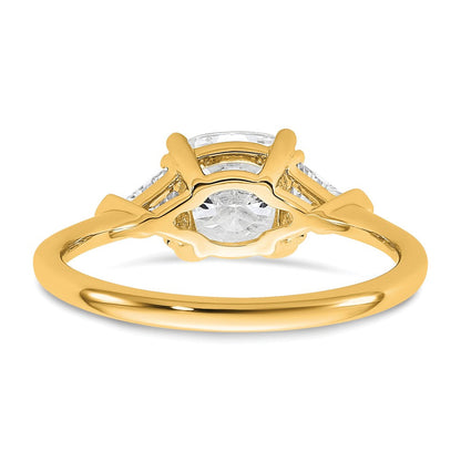 14K Gelbgold 1/2 Karat Im Labor Gezüchtet Diamant Vs/si+ G+ Dreieck 1 1/2 Karat Kissen Mittig Halbfassung Dreistein Verlobungsring