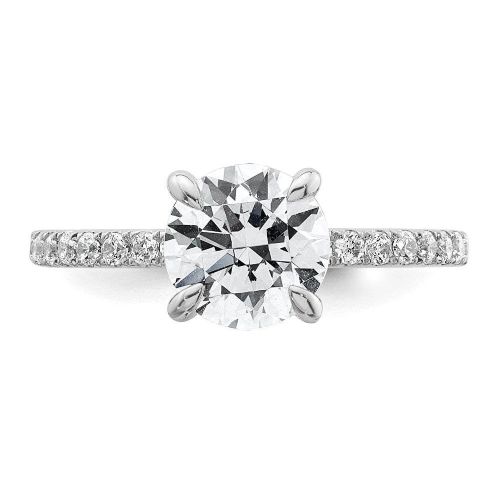 14K Weißgold Verlobungsring mit Solitär und Flair, 2K, zertifizierter im Labor gezüchteter Diamant, VS/SI+, G+, Rund