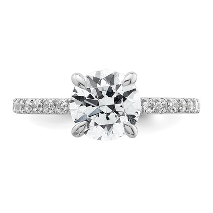 14K Weißgold Verlobungsring mit Solitär und Flair, 2K, zertifizierter im Labor gezüchteter Diamant, VS/SI+, G+, Rund