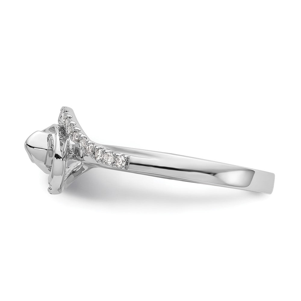 14K Weißgold By-pass (holds 1/3 Karat (4.5mm) Rund Mittig) 1/6 Karat Diamant Halbfassung Verlobungsring