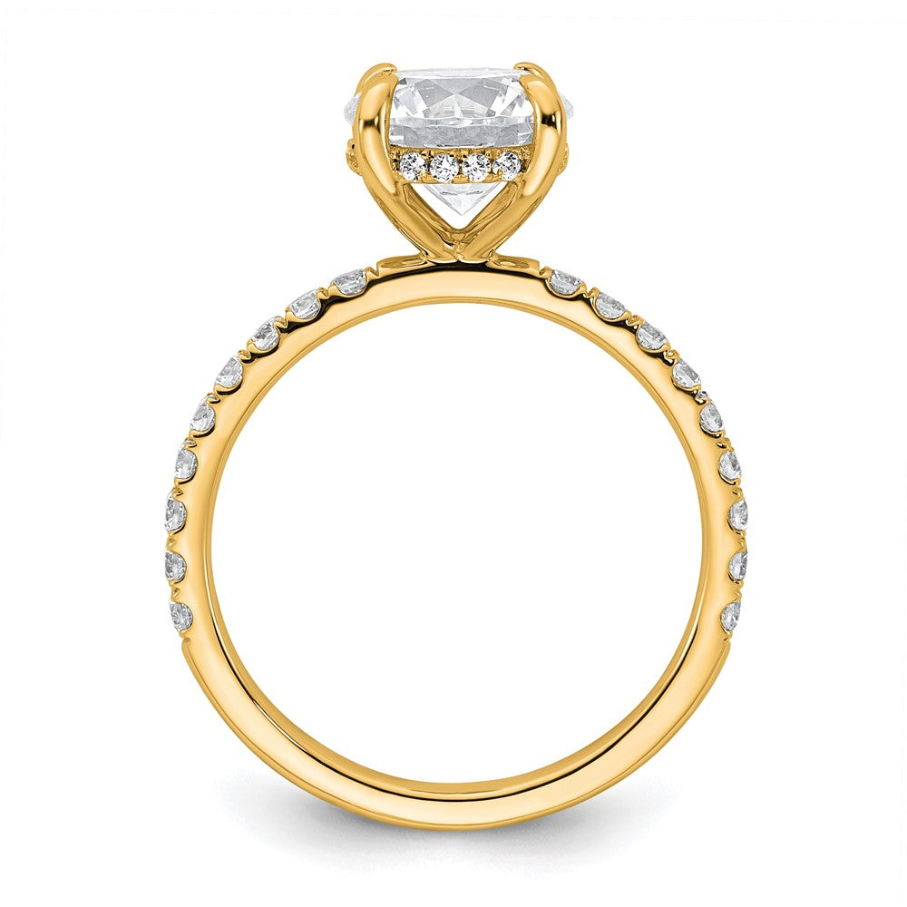 14K Gelbgold Verlobungsring mit 2,375 ct. zertifiziertem, im Labor gezüchtetem Diamant VS/SI+ G+, Rund, Komplett-Solitär mit Flair