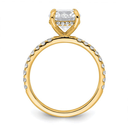 14K Gelbgold Verlobungsring mit 2,375 ct. zertifiziertem, im Labor gezüchtetem Diamant VS/SI+ G+, Rund, Komplett-Solitär mit Flair