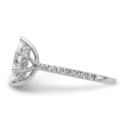 14K Weißgold Verlobungsring mit 2K zertifiziertem Labor-Diamant VS/SI+ G+ im Marquise-Schliff, Solitär komplett mit Flair-Fassung