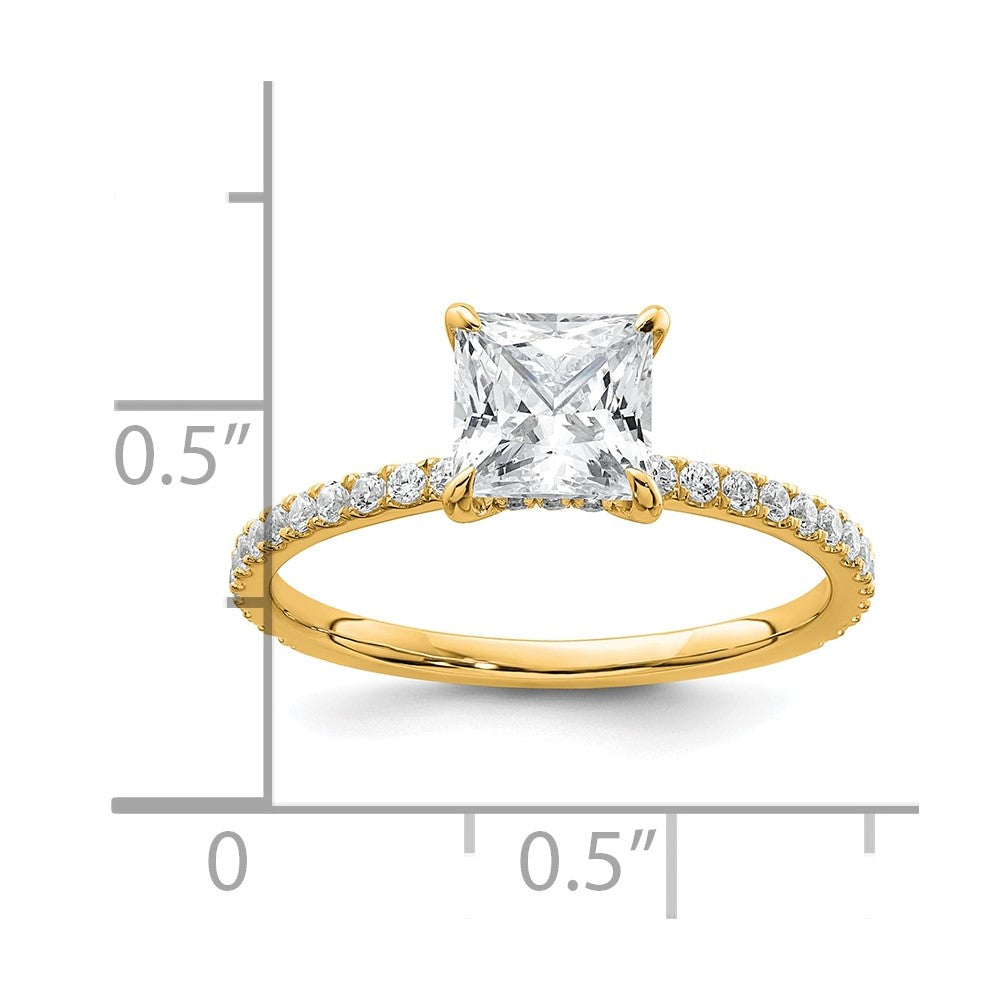 14K Gelbgold 1 3/8K Zertifizierter Laborgezüchteter Diamant VS/SI+ G+ Princess Solitär-Verlobungsring mit Flair