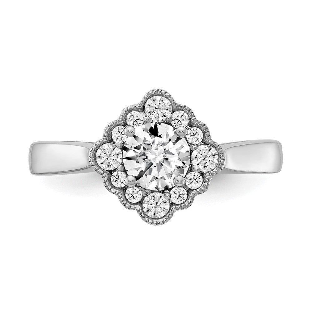 True Origin 14K Weißgold Verlobungsring mit Halo, 0,25K Labor-gezüchteten Diamanten, rundes Semi-Mount, VS+ F+