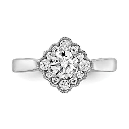 True Origin 14K Weißgold Verlobungsring mit Halo, 0,25K Labor-gezüchteten Diamanten, rundes Semi-Mount, VS+ F+