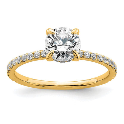 14K Gelbgold Verlobungsring mit 1 1/3K zertifiziertem, im Labor gezüchtetem Diamant VS+ F+, rund, komplettes Solitär-Design mit Flair