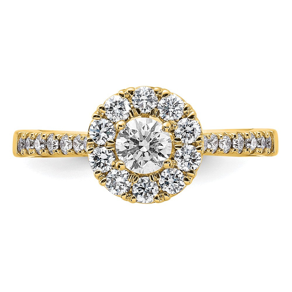 True Origin 14K Gelbgold Verlobungsring mit 1 ct. im Labor gezüchtetem Diamant VS+ F+ und komplettem Halo