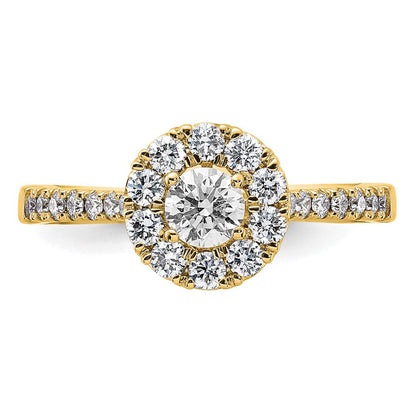 True Origin 14K Gelbgold Verlobungsring mit 1 ct. im Labor gezüchtetem Diamant VS+ F+ und komplettem Halo