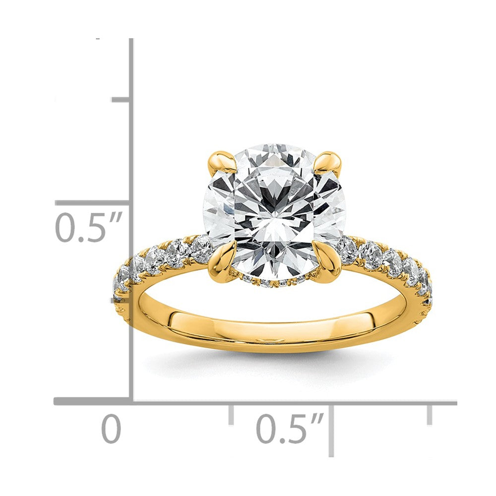 14K Gelbgold Verlobungsring mit 3,5K zertifiziertem, laborgezüchtetem Diamant, rund, Solitär mit Flair, VS/SI+ G+