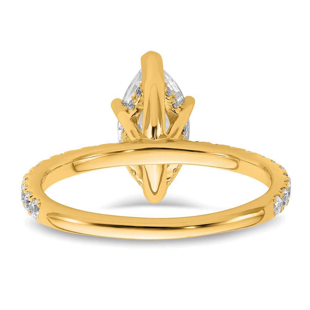 14K Gelbgold Verlobungsring mit Solitär und zertifiziertem, im Labor gezüchtetem Diamant im Marquise-Schliff, 2K, VS/SI+ G+, mit auslaufender Fassung