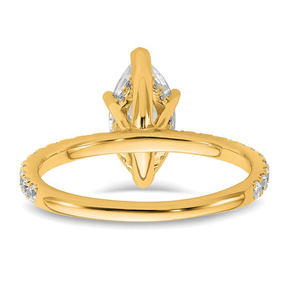 14K Gelbgold Verlobungsring mit Solitär und zertifiziertem, im Labor gezüchtetem Diamant im Marquise-Schliff, 2K, VS/SI+ G+, mit auslaufender Fassung