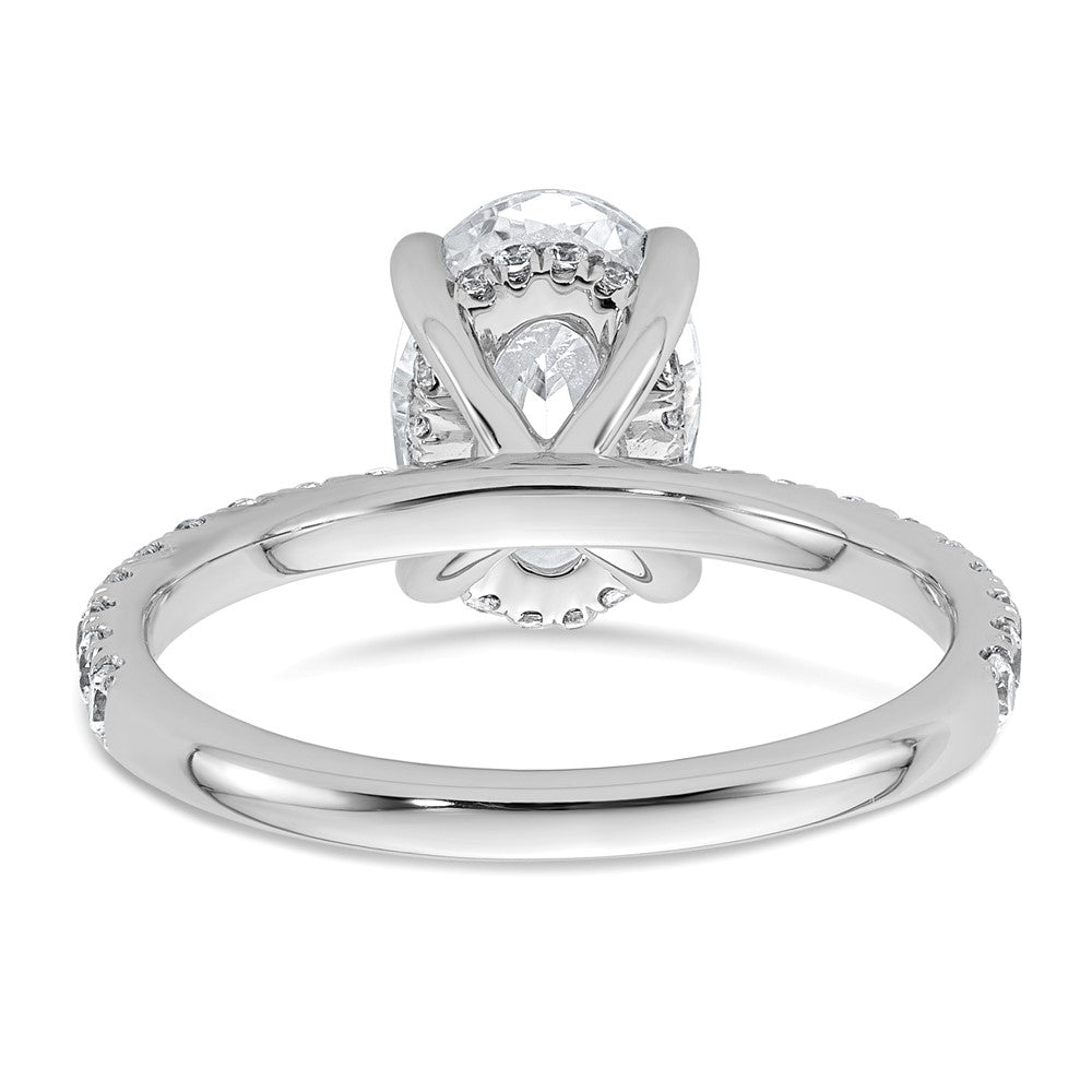 14K Weißgold 2,625 Karat Zertifizierter Laborgezüchteter Diamant VS+ F+ Oval Komplett-Solitär mit Flair Verlobungsring