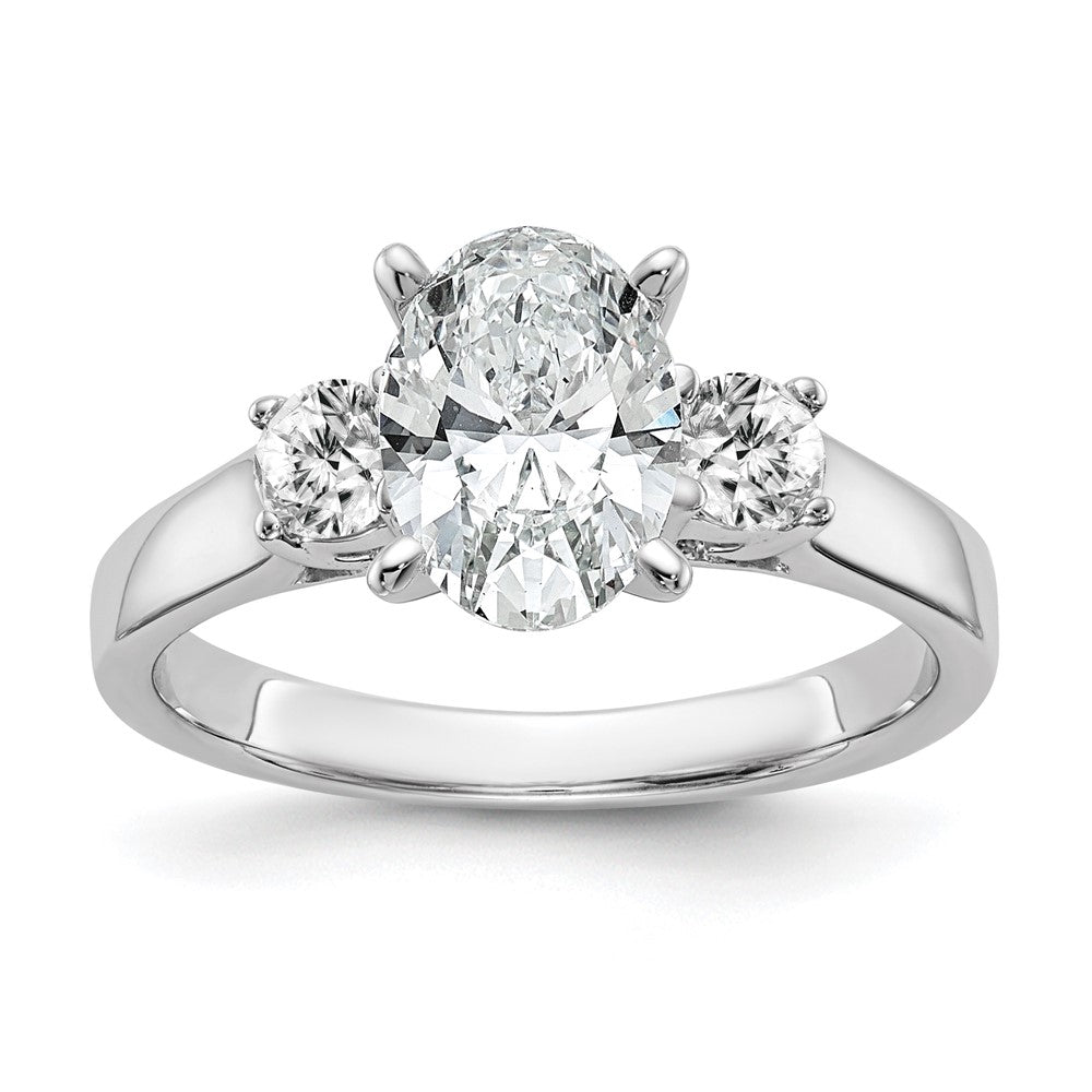 14K Weißgold 3-stone Stift Set Mittig Halbfassung Diamant Verlobungsring