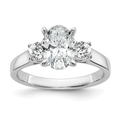 14K Weißgold 3-stone Stift Set Mittig Halbfassung Diamant Verlobungsring