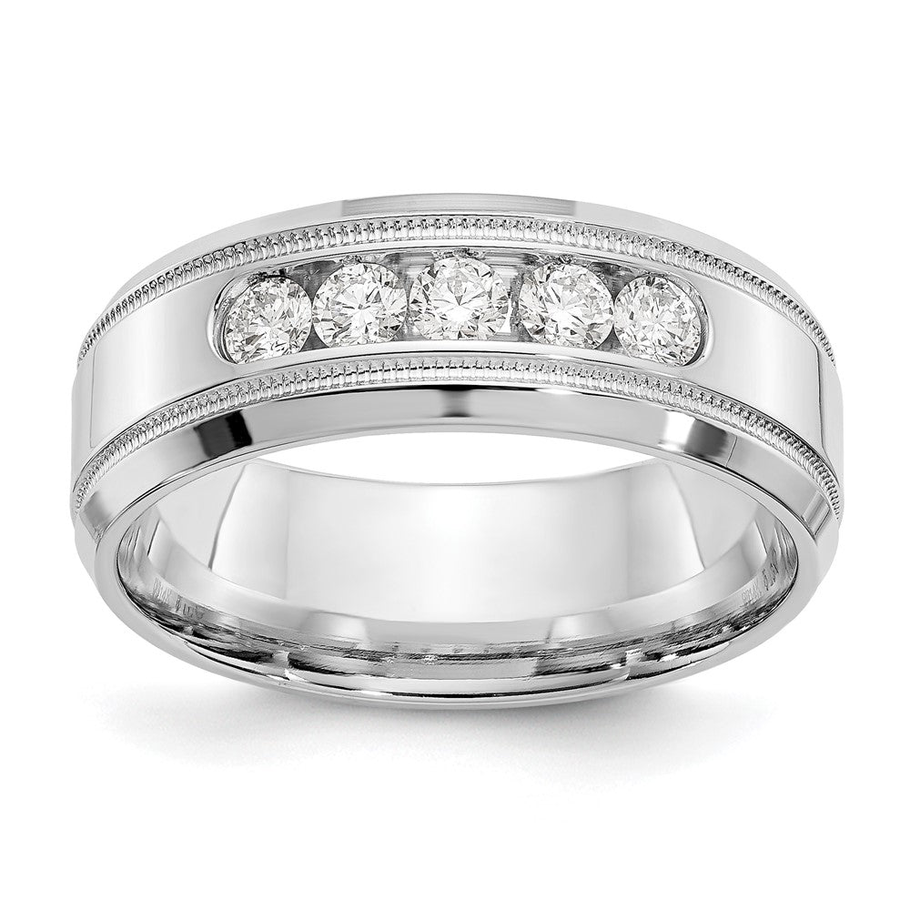 True Origin 14K Weißgold Labor gezüchteter Diamant VS+ F+ 0,5 ct. Größe 9 Ehering mit komplettem Facettenrand und Millegriffe