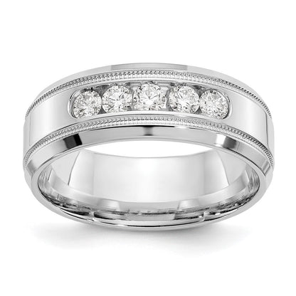 True Origin 14K Weißgold Labor gezüchteter Diamant VS+ F+ 0,5 ct. Größe 9 Ehering mit komplettem Facettenrand und Millegriffe