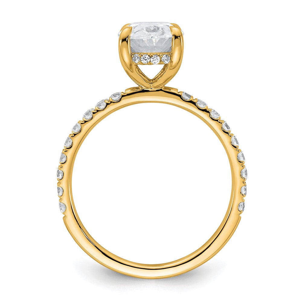 14K Gelbgold Verlobungsring mit 2,625 ct. zertifiziertem, im Labor gezüchtetem Diamanten VS+ F+, Oval, komplettem Solitär mit Flair