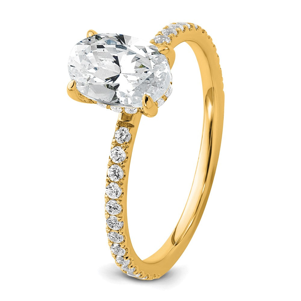 14K Gelbgold Verlobungsring mit Flair-Solitär, zertifiziertem im Labor gezüchtetem Diamant im Ovalschliff, 1,33 ct., VS/SI+ G+