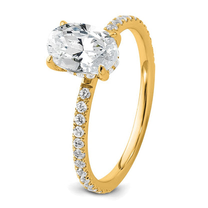 14K Gelbgold Verlobungsring mit Flair-Solitär, zertifiziertem im Labor gezüchtetem Diamant im Ovalschliff, 1,33 ct., VS/SI+ G+