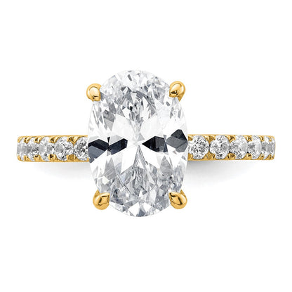 14K Gelbgold 3,5 ct. Zertifizierter Laborgezüchteter Diamant VS+ F+ Oval Solitär-Verlobungsring mit Schwung