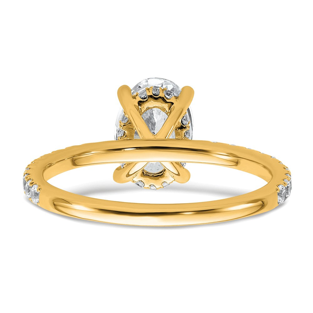 14K Gelbgold Verlobungsring mit 1,875 ct. zertifiziertem, im Labor gezüchtetem ovalem Solitär-Diamant VS/SI+ G+ mit Flair