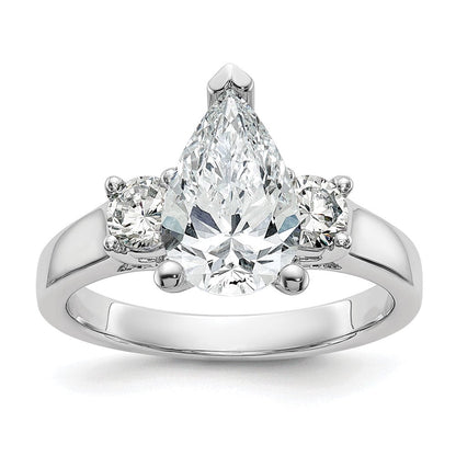 14K Weißgold 3-stone Stift Set Mittig Halbfassung Diamant Verlobungsring