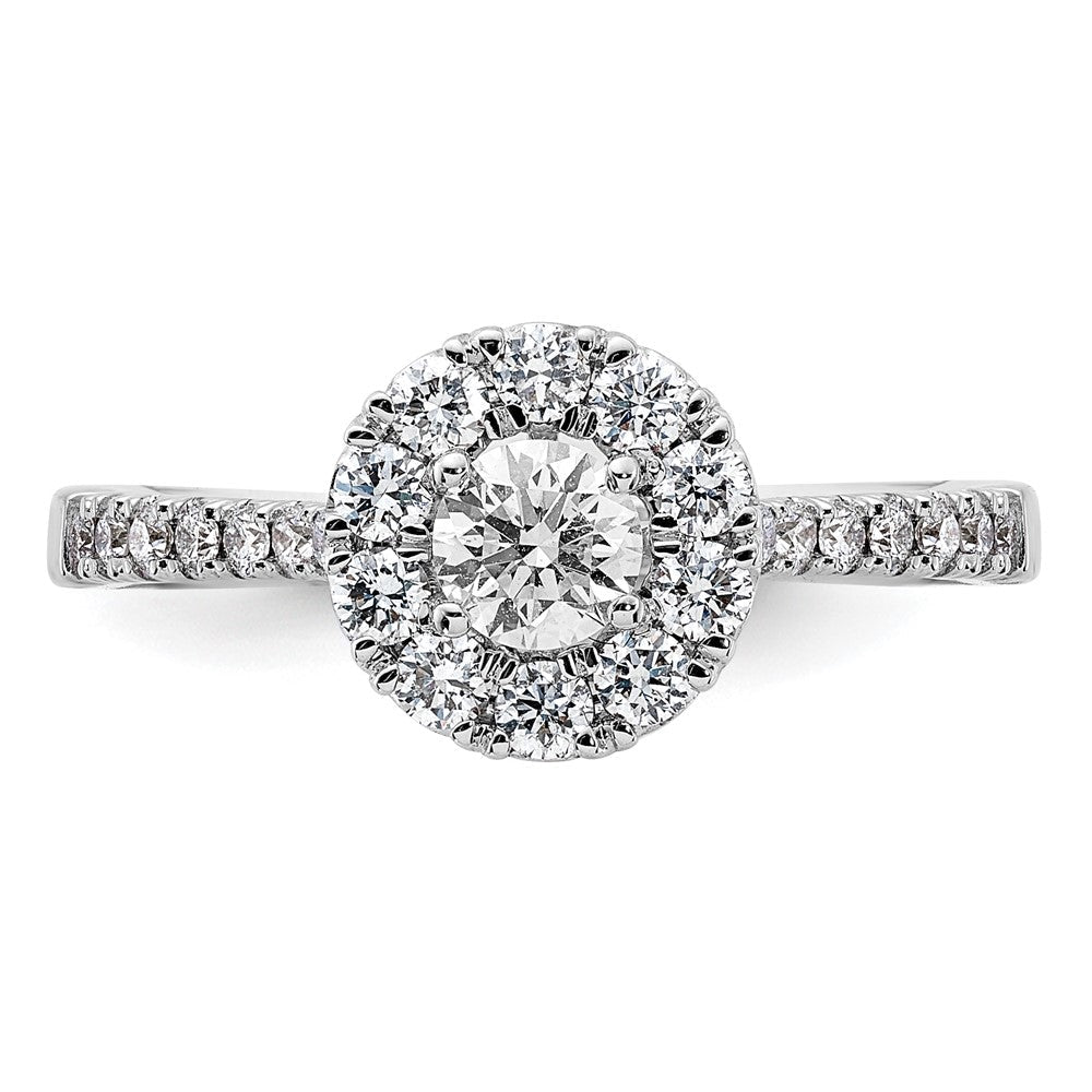 True Origin 14K Weißgold Verlobungsring mit 1K im Labor gezüchtetem Diamant VS+ F+ und komplettem Halo