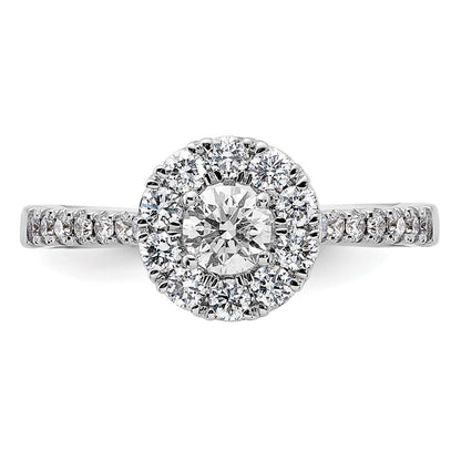 True Origin 14K Weißgold Verlobungsring mit 1K im Labor gezüchtetem Diamant VS+ F+ und komplettem Halo