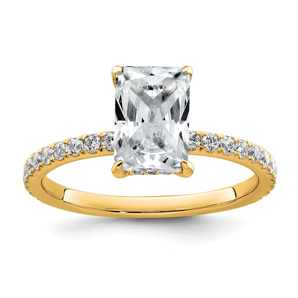 14K Gelbgold Verlobungsring mit Solitär und Flair, 2K zertifizierter im Labor gezüchteter Diamant im Radiant-Schliff, VS+ F+