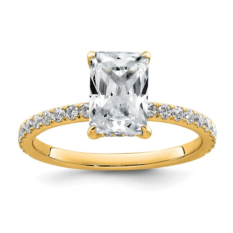 14K Gelbgold Verlobungsring mit Solitär und Flair, 2K zertifizierter im Labor gezüchteter Diamant im Radiant-Schliff, VS+ F+