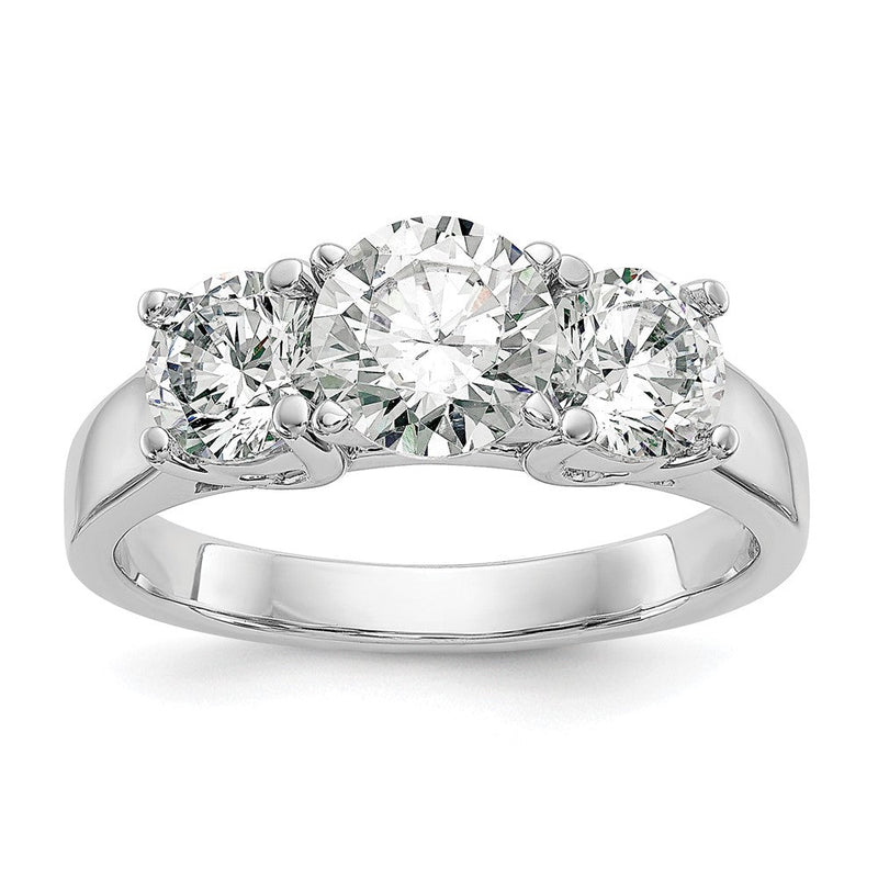 14K Weißgold 3-stone Stift Set Mittig Halbfassung Diamant Verlobungsring