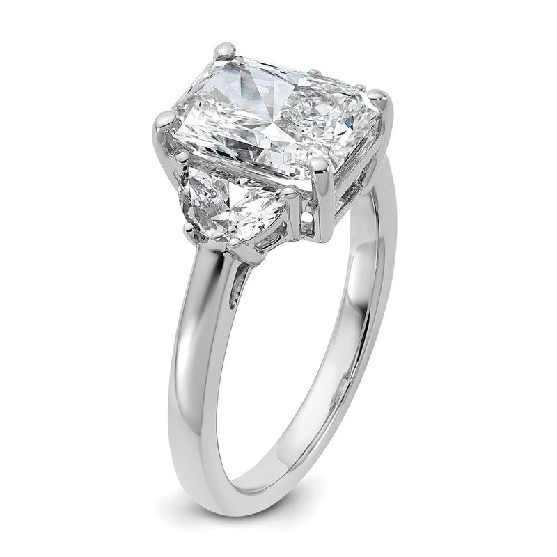 14K Weißgold 5/8 Karat Im Labor Gezüchtet Diamant Vs/si+ G+ Halb Mond 2 1/2 Karat Radiant Mittig Halbfassung Verlobungsring