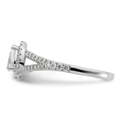 14K Weißgold Verlobungsring mit birnenförmigem Diamant