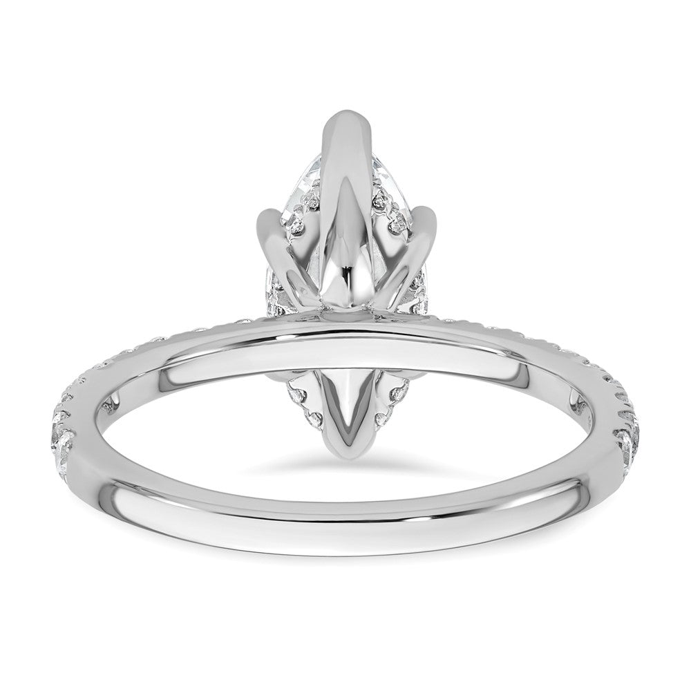 14K Weißgold Verlobungsring mit 2,625 ct. zertifiziertem, im Labor gezüchtetem Diamanten VS/SI+ G+ im Marquise-Schliff, Solitär mit Flair, komplett