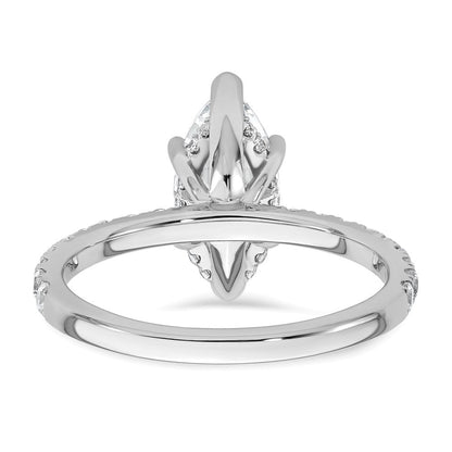 14K Weißgold Verlobungsring mit 2,625 ct. zertifiziertem, im Labor gezüchtetem Diamanten VS/SI+ G+ im Marquise-Schliff, Solitär mit Flair, komplett