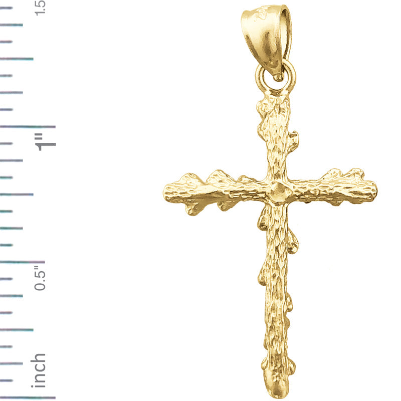 14K Gold 26MM Nugget 3D Kreuzanhänger