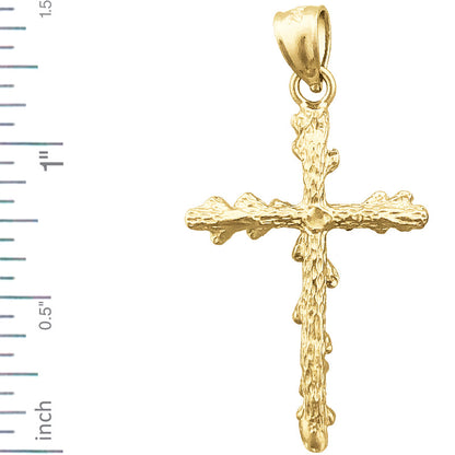 14K Gold 26MM Nugget 3D Kreuzanhänger