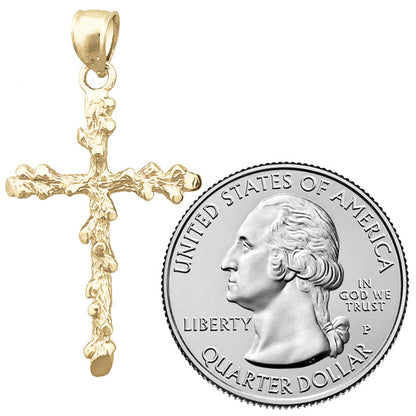 14K Gold 26MM Nugget 3D Kreuzanhänger