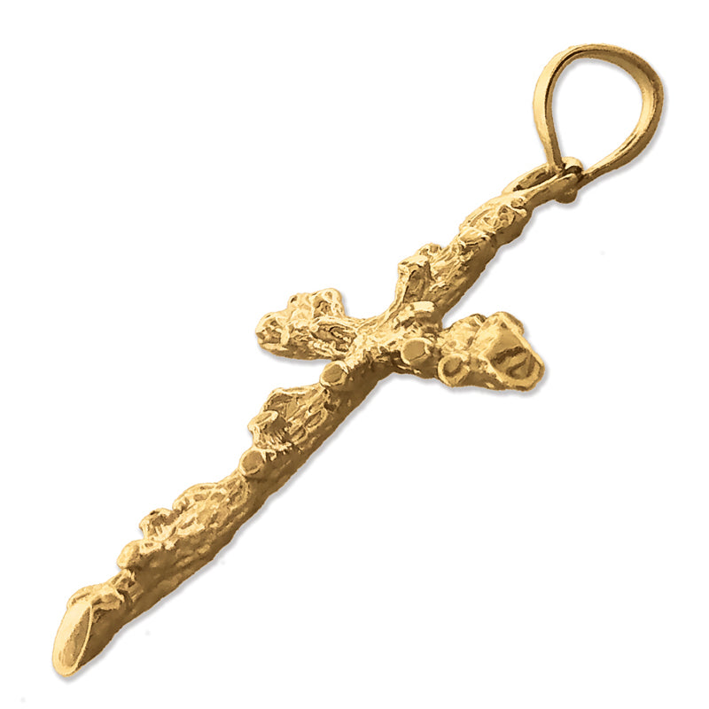 14K Gold 26MM Nugget 3D Kreuzanhänger